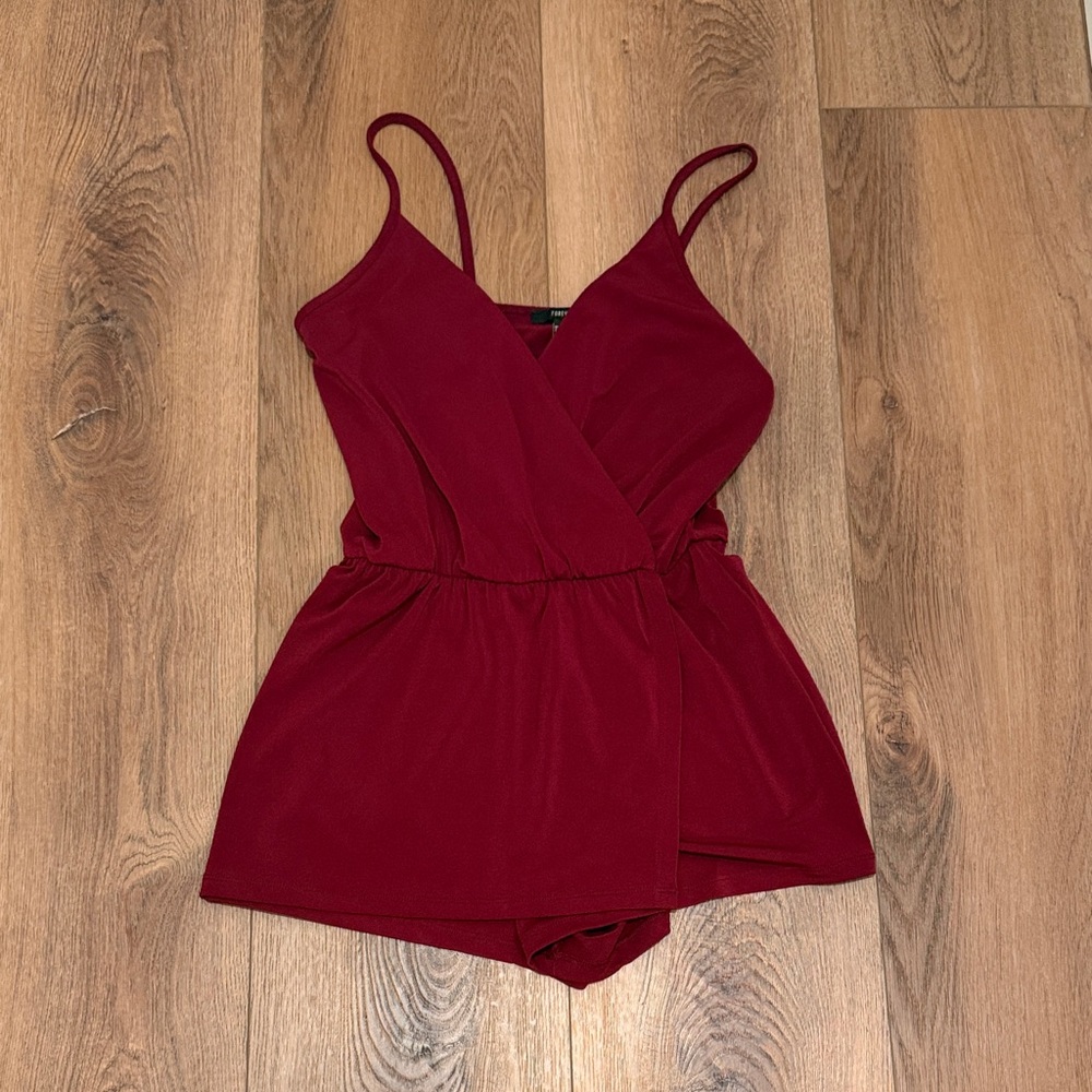 Red Sleeveless Wrap Romper